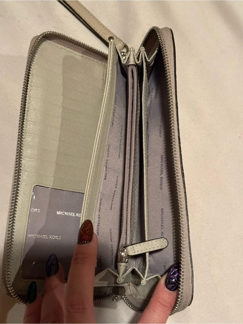 Michael Kors Light Taupe Pebbled Leather Wristlet